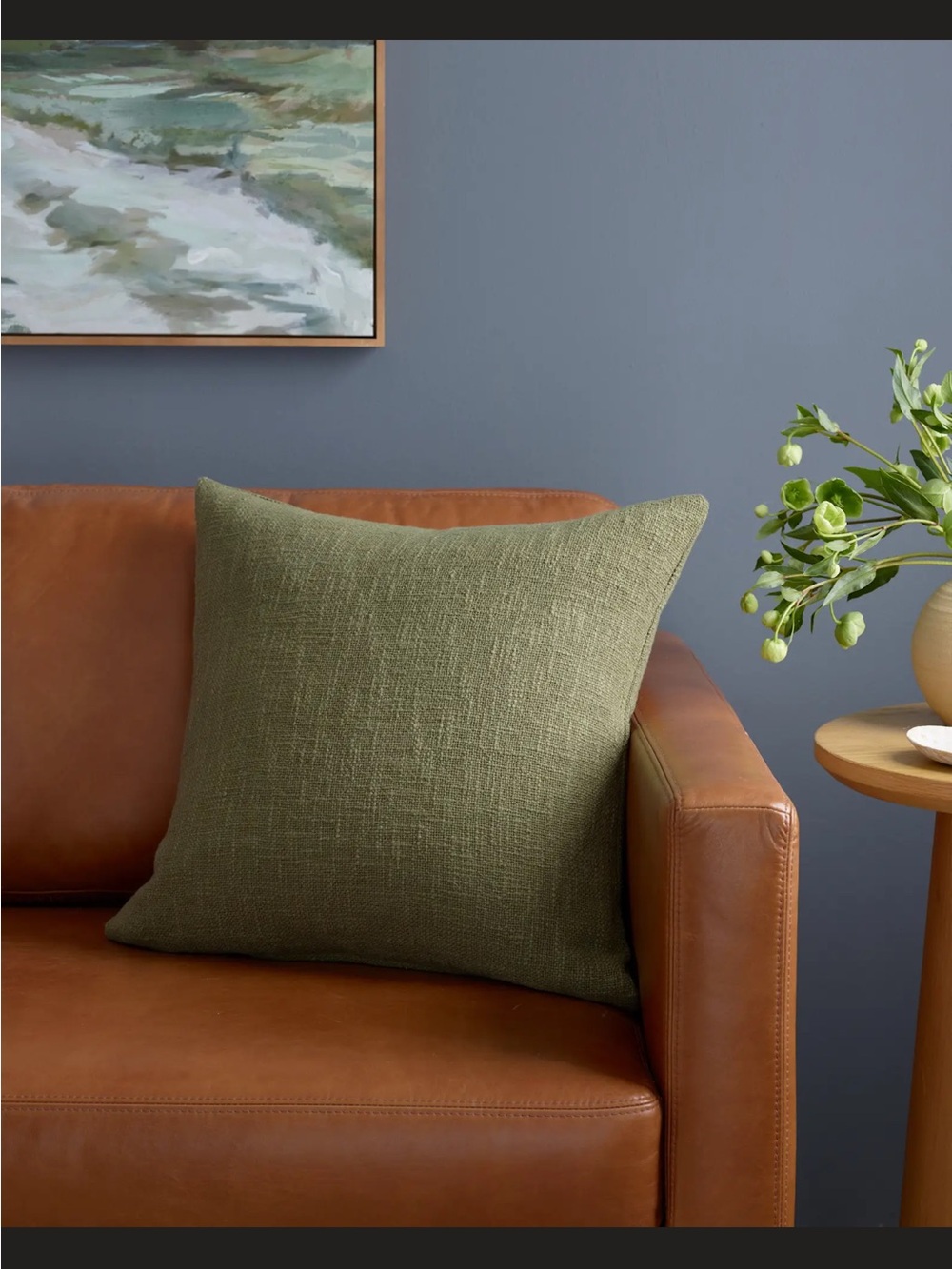 Quince Olive Cotton Slub Pillow Cover 20 x 20